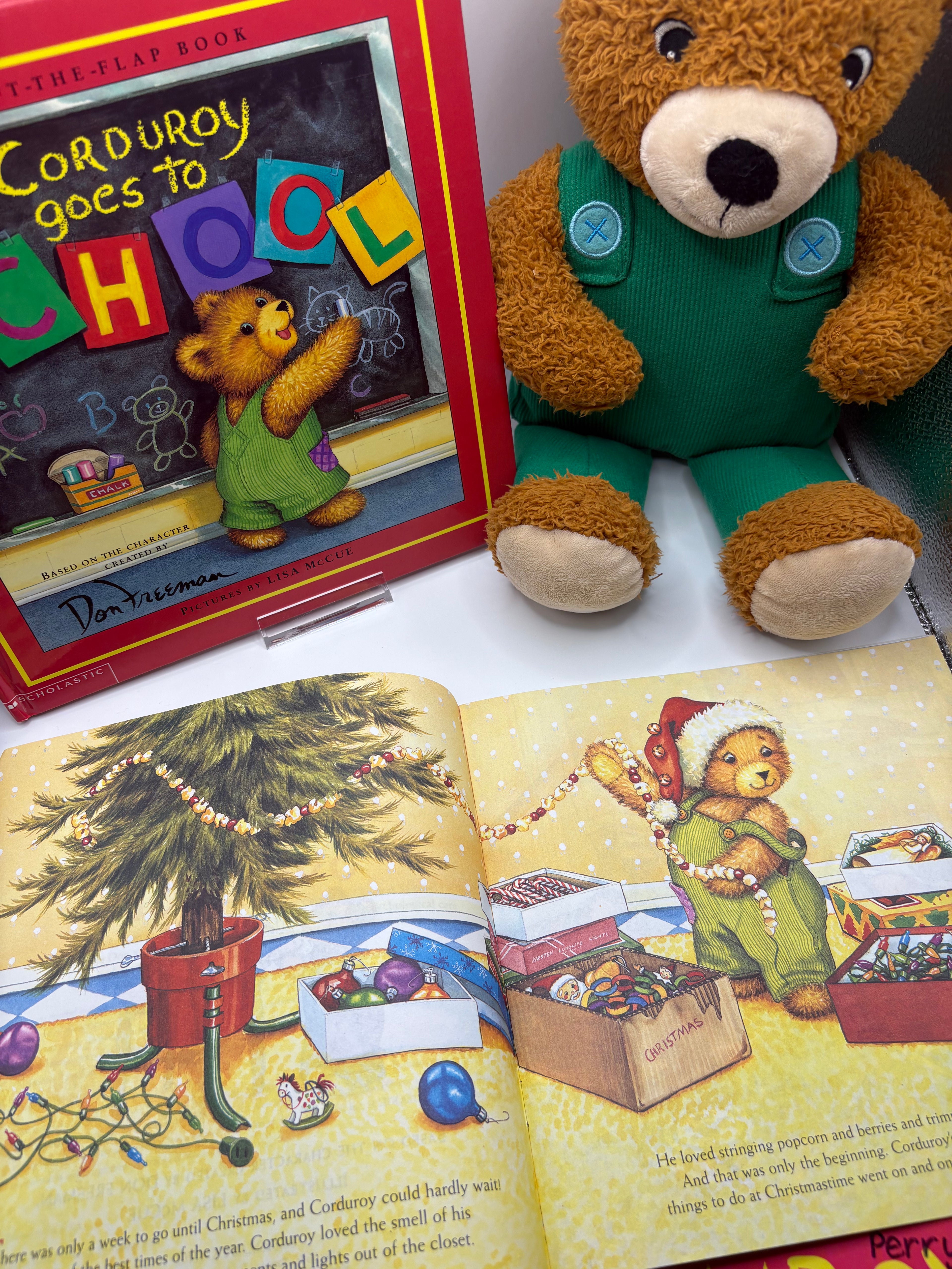 Vintage Corduroy Bear Book & Plush Collection – 1994 Scholastic + 2002 Lift-the-Flap + Christmas
