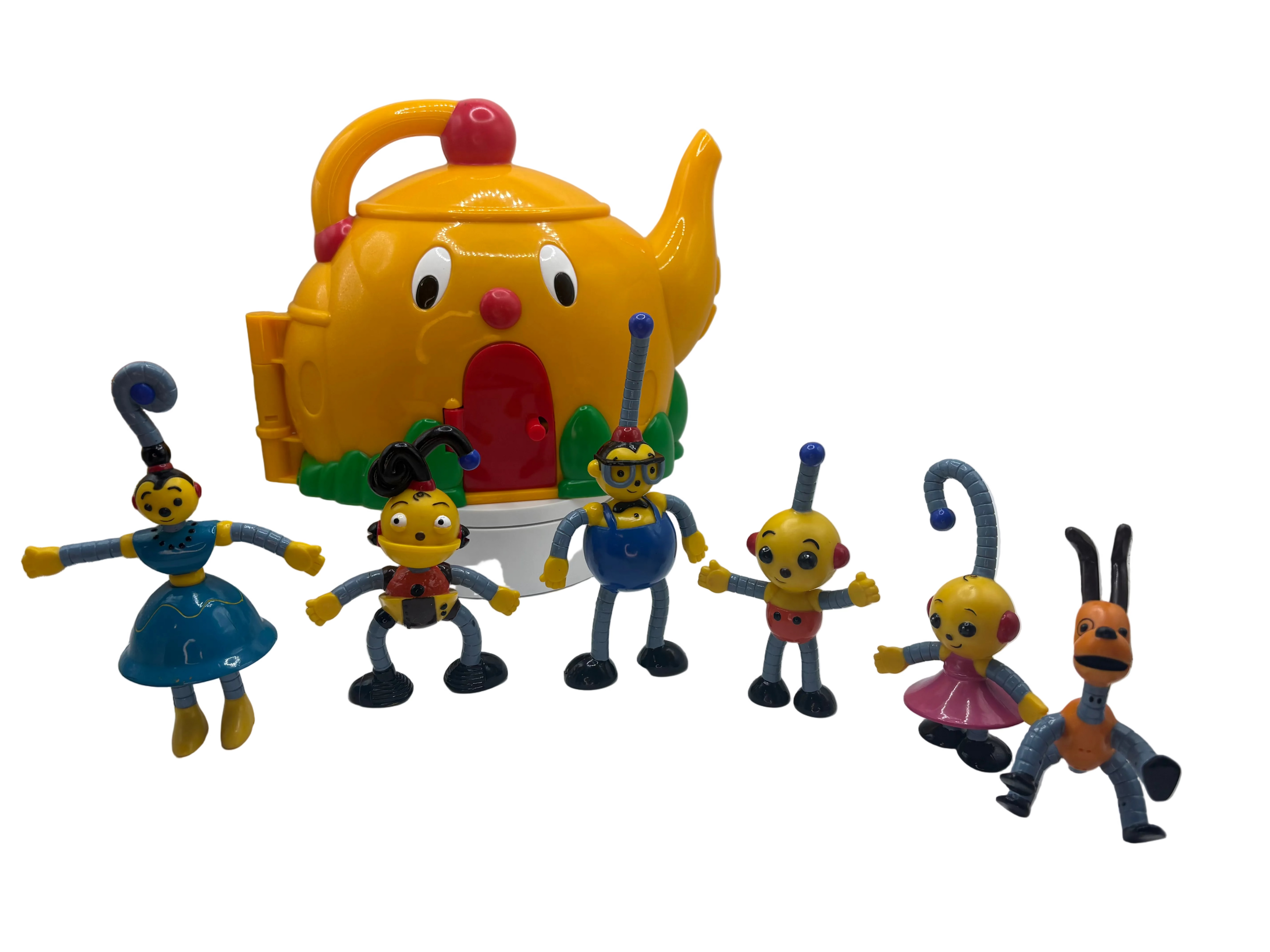 Vintage HTF Rolie Polie Olie Teapot Playset + 6 Figures